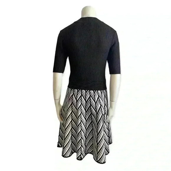 CANDIE'S vintage sweater choker dress Chevron stripe fit and flare women medium - Picture 6 of 13